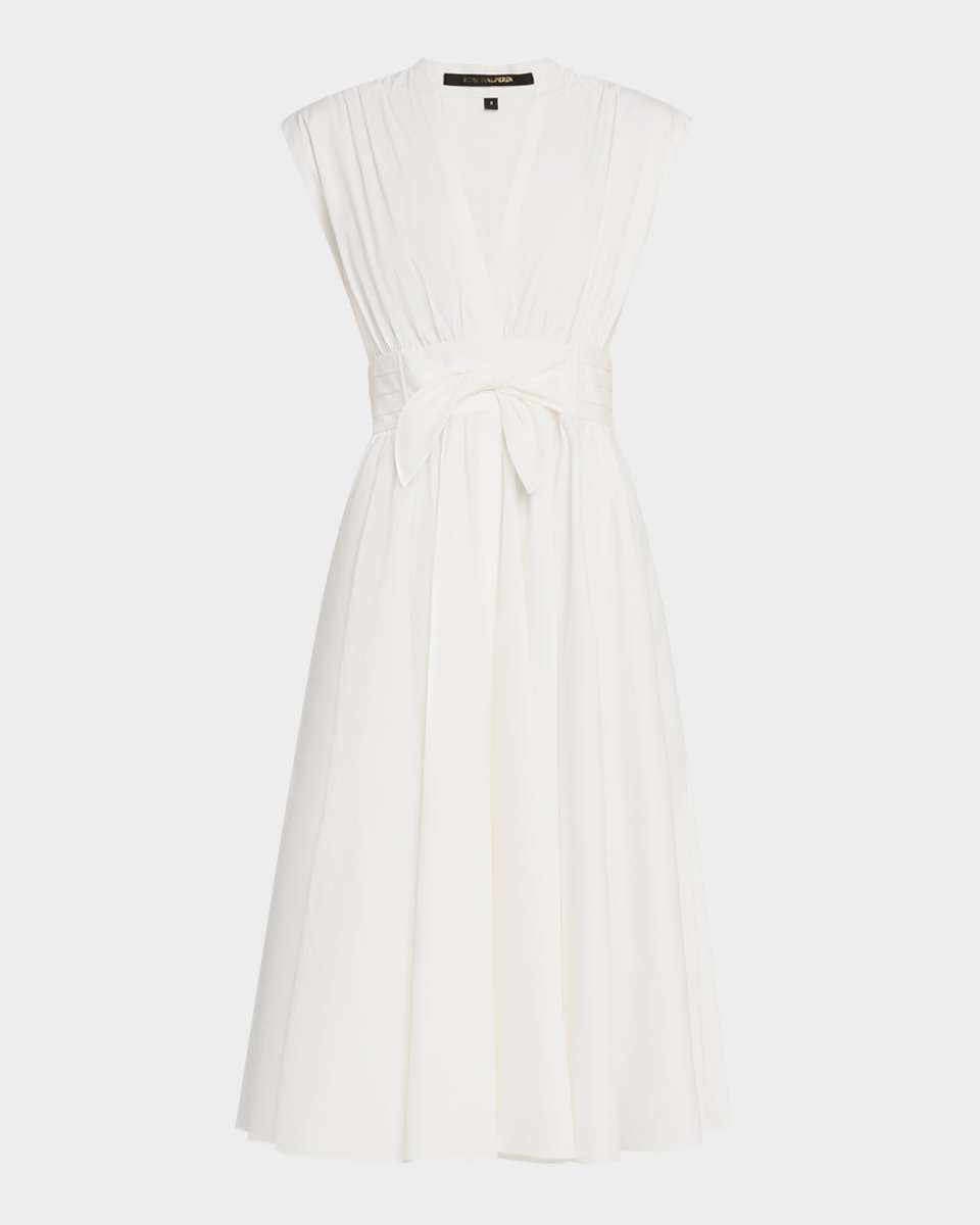 Kiernan Ruched Cap-Sleeve Midi Dress